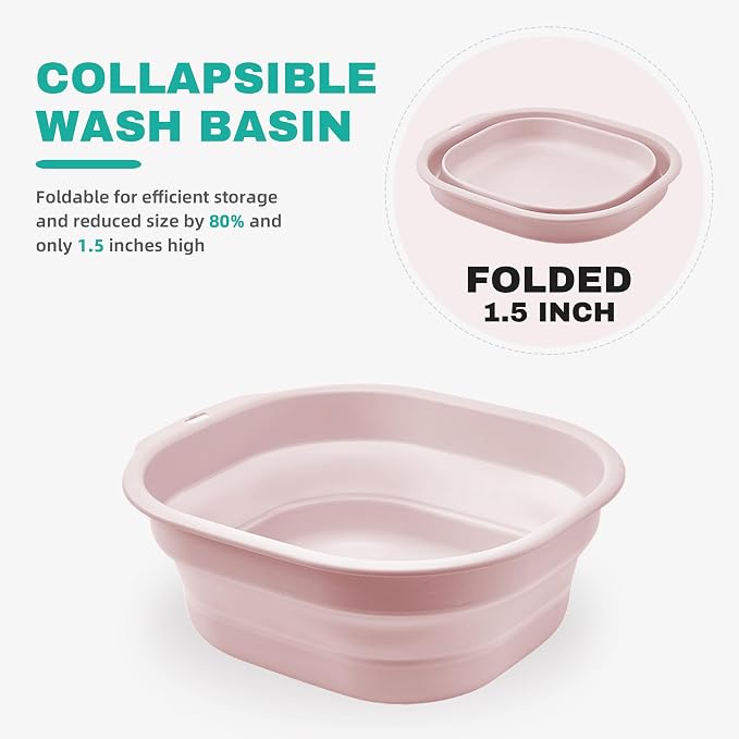 2 Pack Collapsible Wash Basin Set, Foldable Dish Tub, Small Medium Portable Sink - Image 4