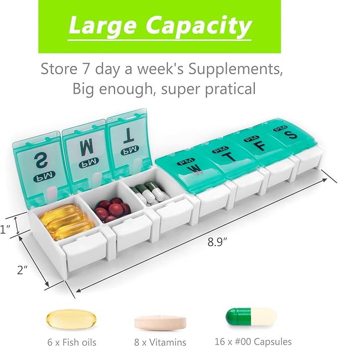 Extra Large Weekly Pill Organizer 2 Times a Day - Image 2