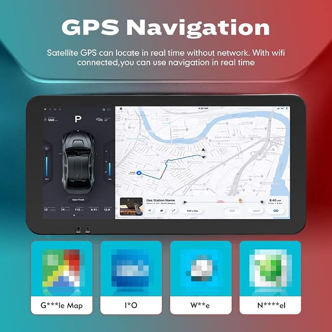 Kunfine CarPlay Android Auto Navigation Stereo GPS Radio Reverse Camera Display - Image 3