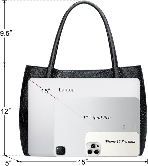 KKXIU Tote Bag for Women Vegan Leather Shoulder Purse Large Capacity Travel Bag - Image 5