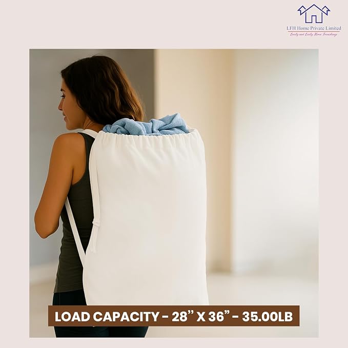 LFH Home Cotton Canvas Extra Large Laundry Bag - Image 4