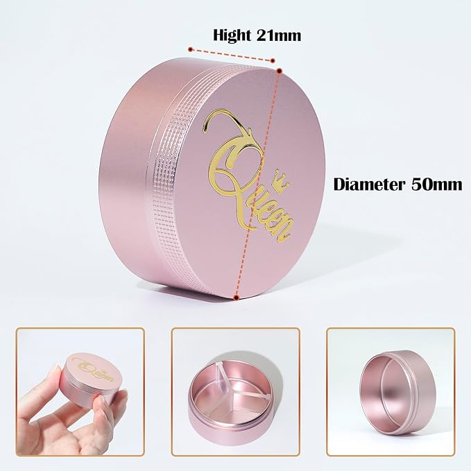 Small Pill Case 3 Compartments, Metal Round Portable Pill Box, Waterproof - Image 2