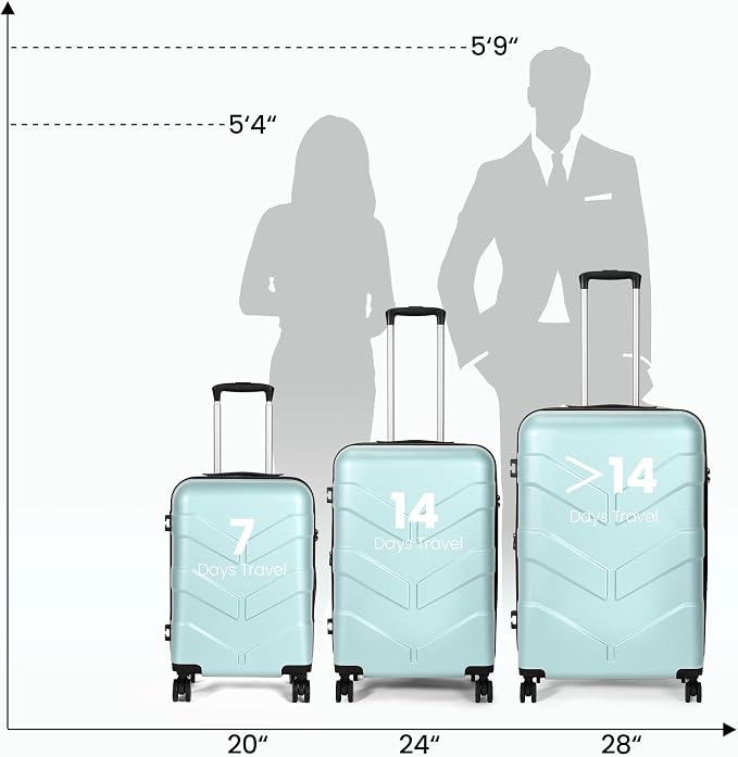 Luggage Sets 3 Piece with Spinner Wheel, Hardside Suitcase Set with TSA Lock - Image 7