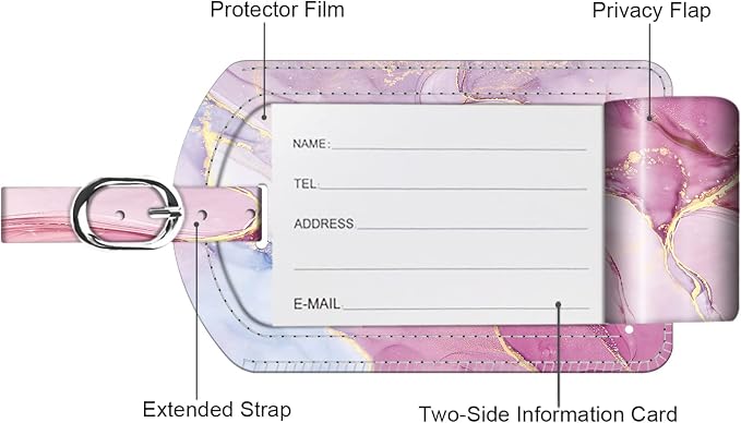 FINTIE 2 Pack Luggage Tags, Leather Name ID Labels - Image 4