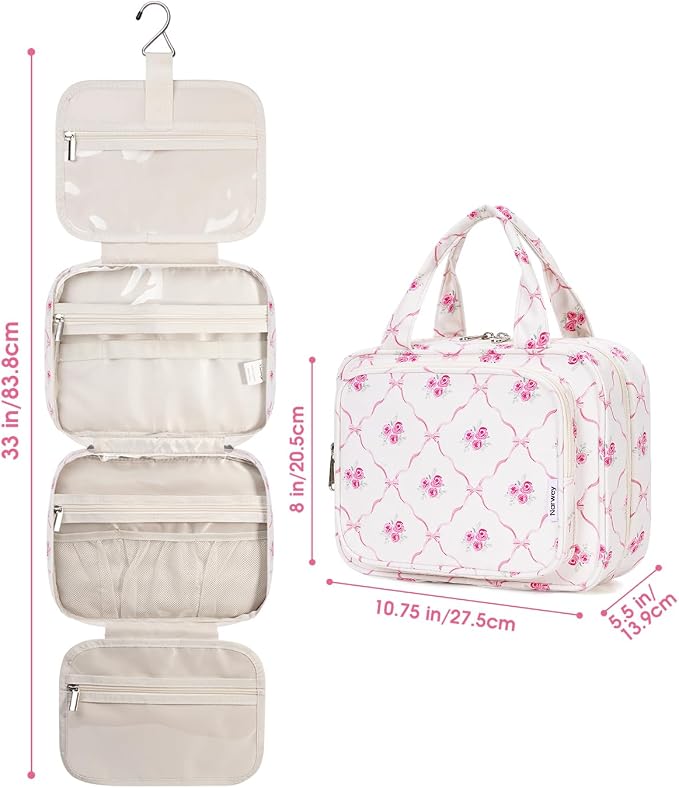 Narwey Hanging Toiletry Bag for Women Travel Makeup Bag Organizer Toiletries - Image 7