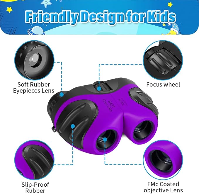 3-8 Years Old Girl Easter Gifts, VNVDFLM Compact Binoculars - Image 3