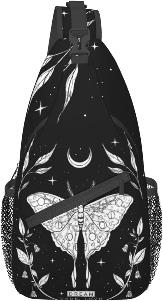 SUPLUCHOM Sling Bag Black White Butterfly Moon Tarot Black White Butterfly Moon - Image 2