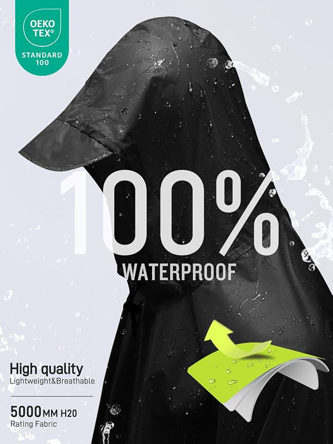 SaphiRose Hooded Rain Poncho Waterproof Raincoat Jacket - Image 3