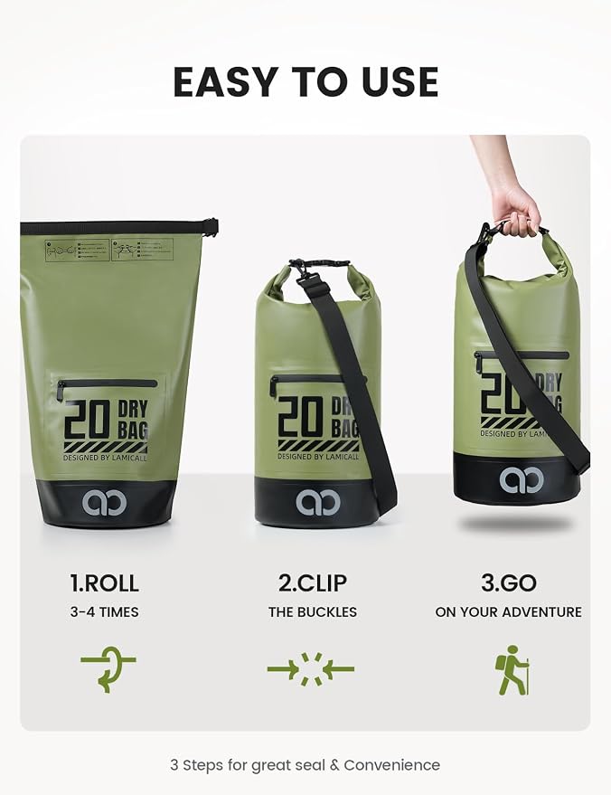 Lamicall Dry Bag Waterproof Backpack - 5L/10L/20L/30L/40L Roll Top Waterproof - Image 6