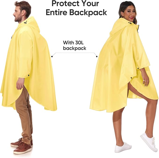 PTEROMY Hooded Rain Poncho for Adult - Image 3