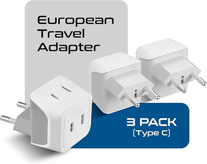Ceptics European Travel Plug Adapter Europe Power Adaptor Charger Dual Input - Image 2