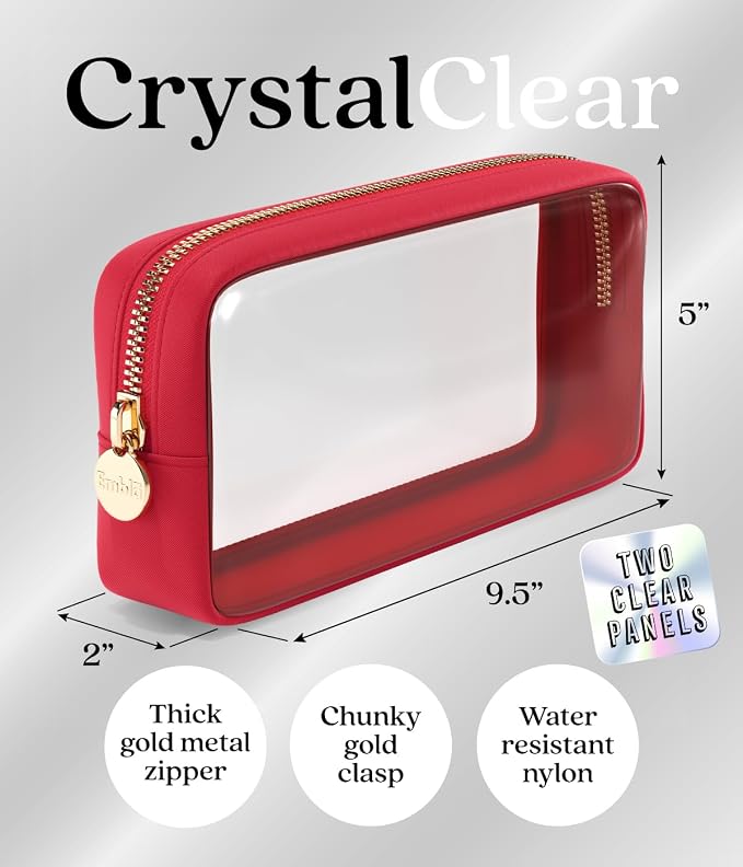 Clear Makeup Bag Zipper Pouch, Transparent Cosmetic Case Organizer, TSA - Image 2