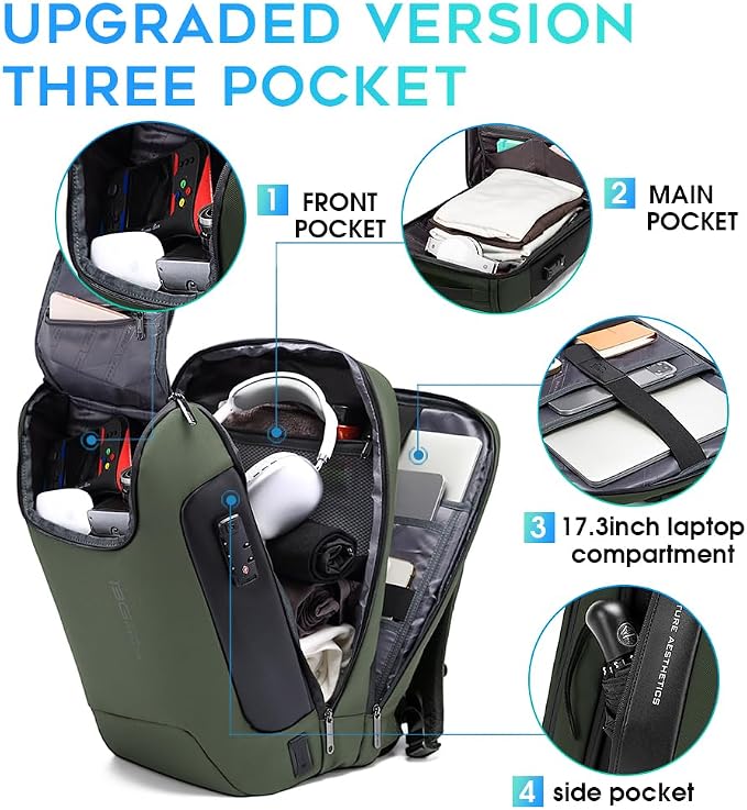 BANGE Anti-Theft Backpack, Tech Backpacks, 17 Inch Laptop Backpack - Image 2