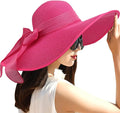DRESHOW Beach Hats for Women Big Straw Wide Brim Summer Hat Floppy Foldable by DRESHOW