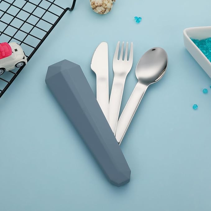DEVICO Travel Utensils with Case, Reusable Camping Silverware Cutlery, 18/8 - Image 4