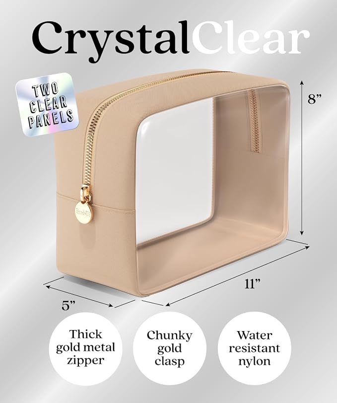 Clear Makeup Bag Zipper Pouch, Transparent Cosmetic Case Organizer, TSA - Image 2