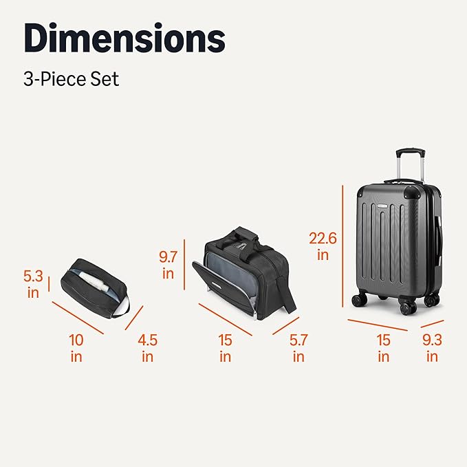 Amazon Basics 3-Piece Luggage Set, Including Carry-On Luggage, and 10" Compact - Image 6