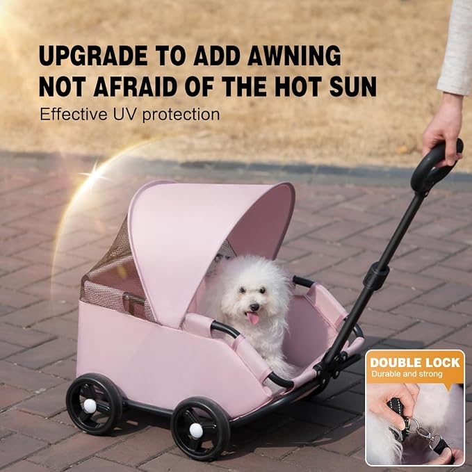 Dog Stroller 4 Wheels Folding Dog Cart - Image 5