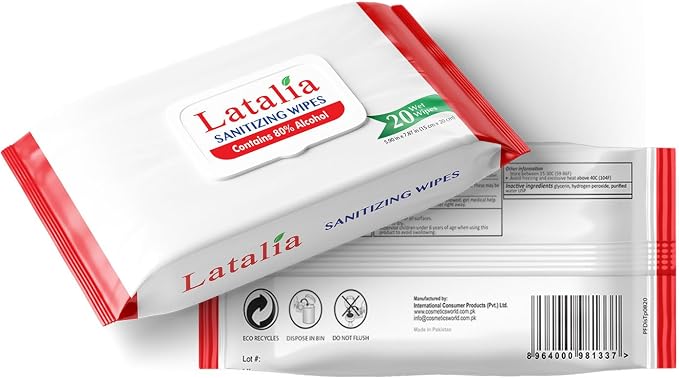 Hand Wipes | 80% Alcohol Hand Sanitizer Wipes by Latalia