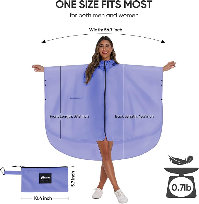 PTEROMY Hooded Rain Poncho for Adult - Image 2