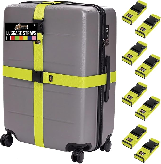 GORILLA GRIP Heavy Duty 8 Pack Adjustable Luggage Straps by GorillaGrip