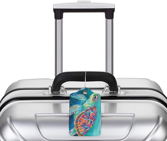 Sea Turtle Leather Luggage Tag - Image 5