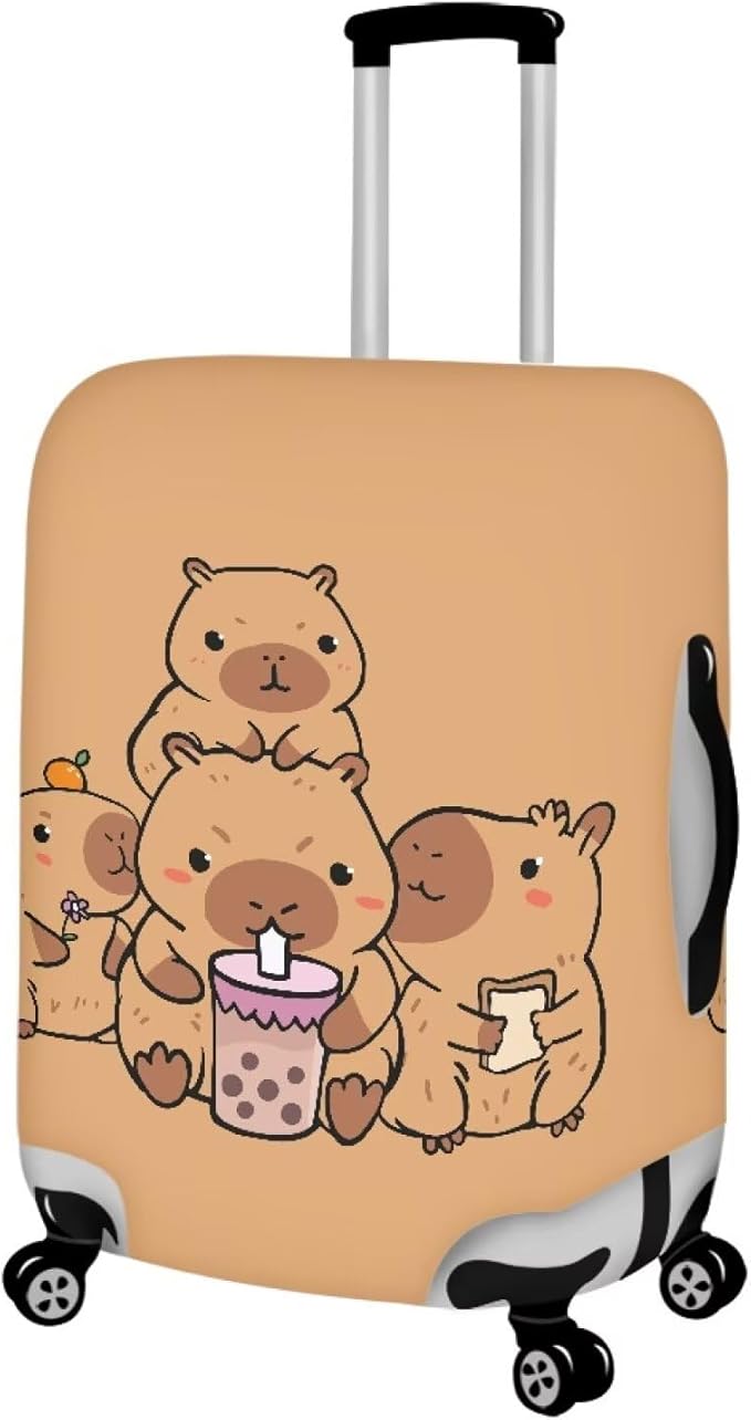 Milk Tea Capybara Luggage Cover Fit 18-21 Inch Universal Thickness Suitcase - Image 2