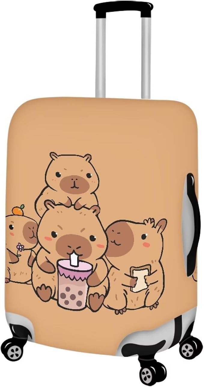 Milk Tea Capybara Luggage Cover Fit 30-32 Inch Universal Thickness Suitcase - Image 2