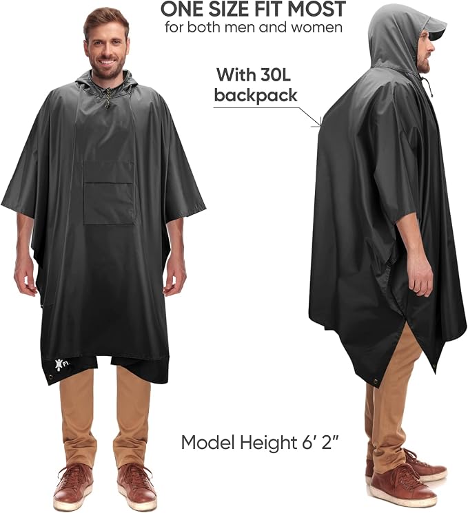 PTEROMY Hooded Rain Poncho for Adult - Image 5
