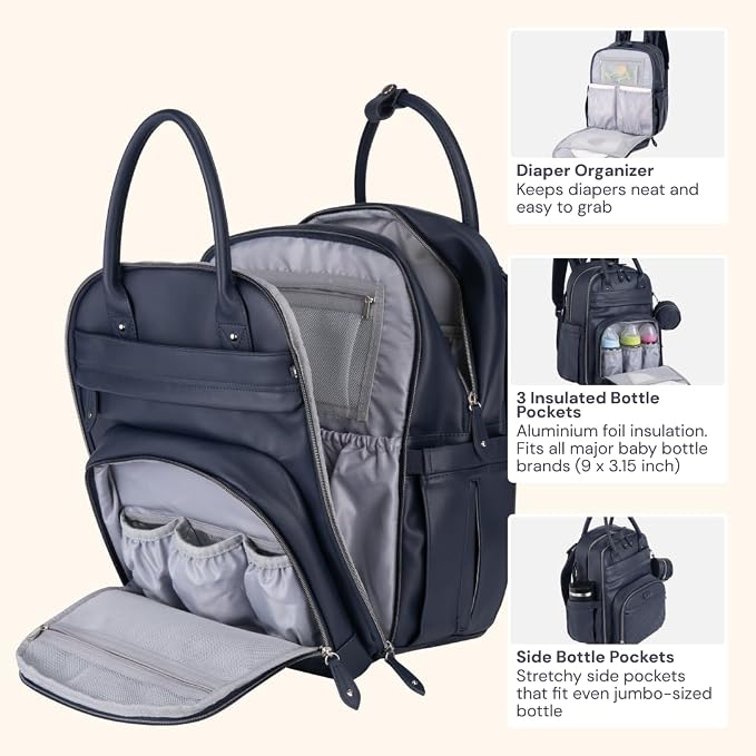 BabbleRoo Leather Diaper Bag Backpack - Image 5