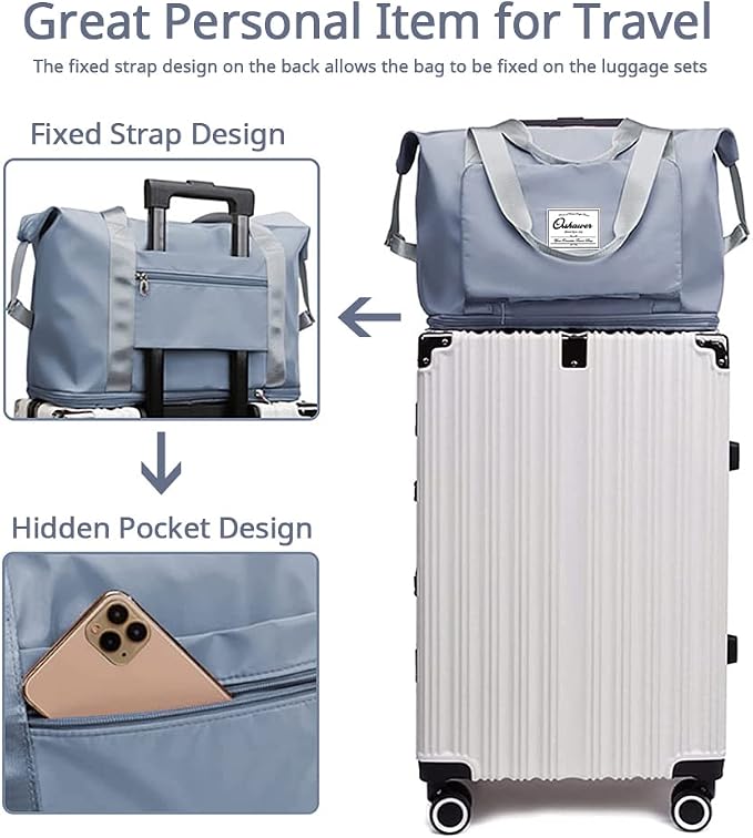 Large Capacity Foldable Travel Bag Expandable Portable Carry on Bag Dry&Wet - Image 3
