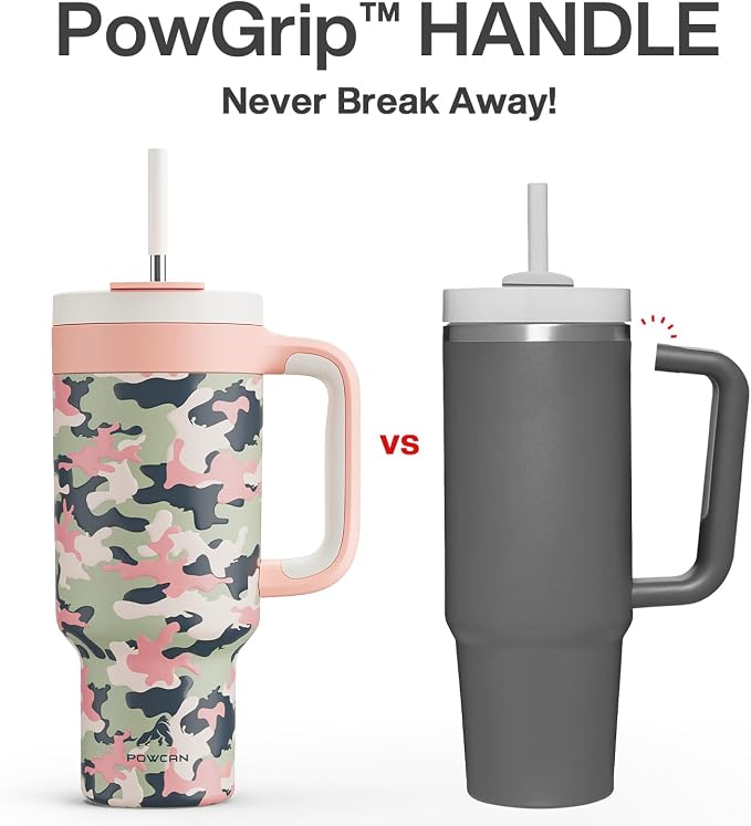 40 oz Camo Tumbler with Handle, 2-in-1 Straw and Sip Lid, Dishwasher Safe - Image 3