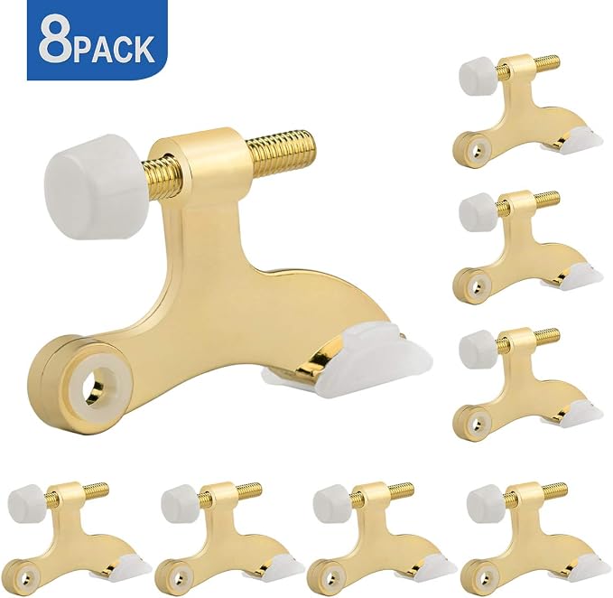 HOMOTEK 8 Pack Hinge Pin Bright Brass Door Stopper, Adjustable Deluxe Heavy - Image 7