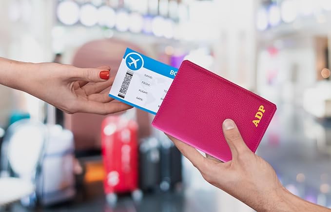Personalized Monogrammed Bright Pink Leather RFID Passport Wallet - Image 7