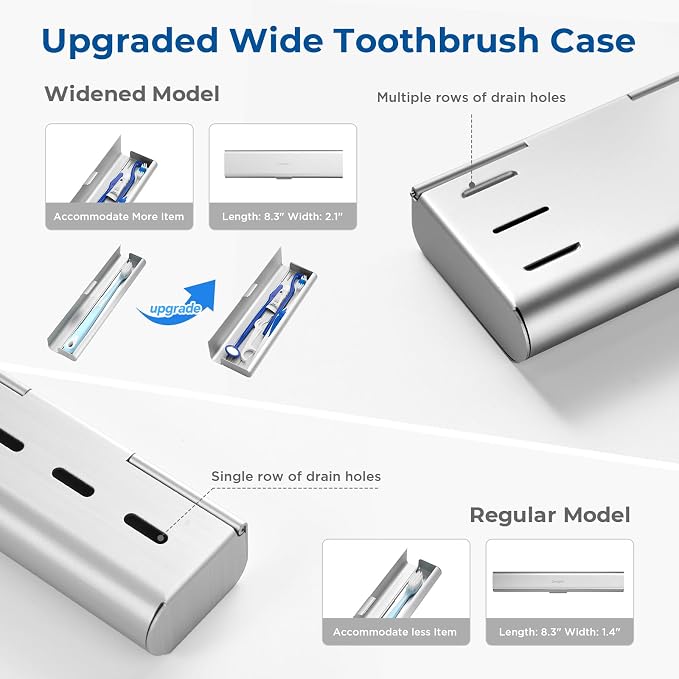 Wider Aluminum Toothbrush Travel Case, Portable Travel Toothbrush Holder - Image 7