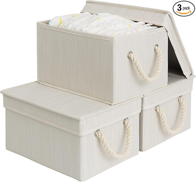 StorageWorks Storage Bins with Lids, Decorative Storage Boxes with Lid and Soft by StorageWorks