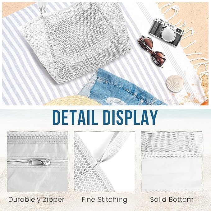 Beach Bags for Women, Foldable Mesh Tote Bag - Image 4