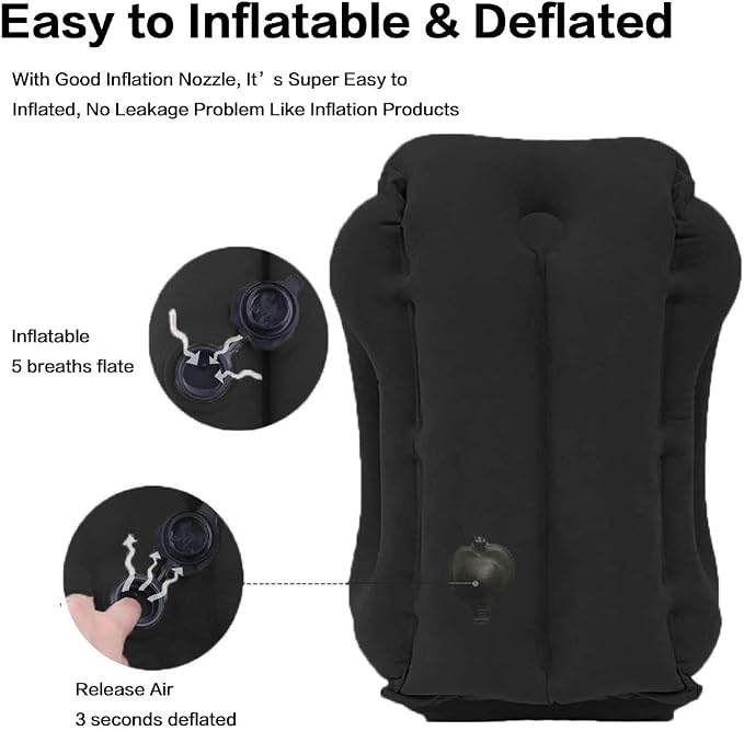 Inflatable Travel Pillow for Airplane, Neck Air Pillow for Sleeping to Avoid - Image 4