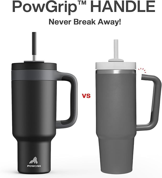 POWCAN 40 oz Tumbler with Handle, 2-in-1 Straw and Sip Lid, Dishwasher Safe - Image 3