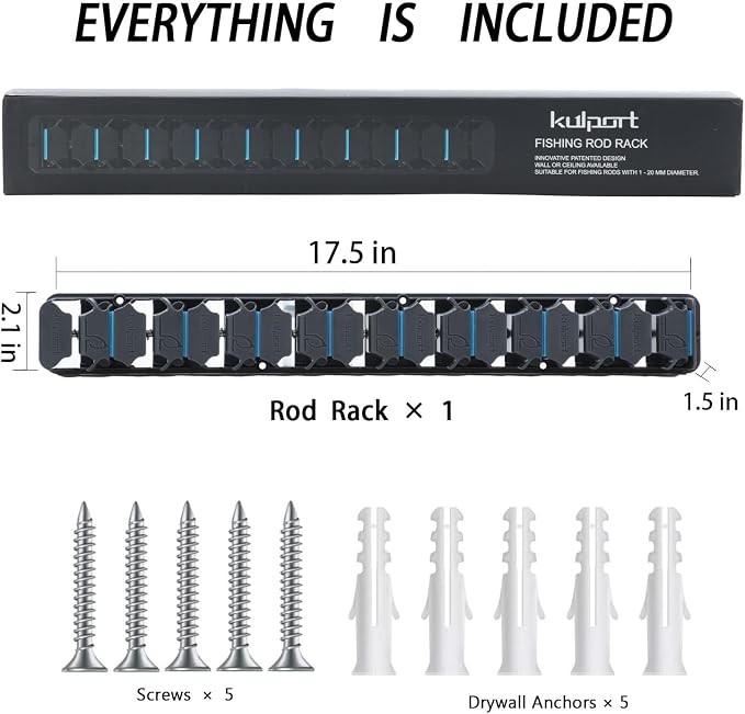 Fishing Rod Holder, Wall-Mounted Fishing Rod Rack, Vertical Fishing Pole Holder - Image 3