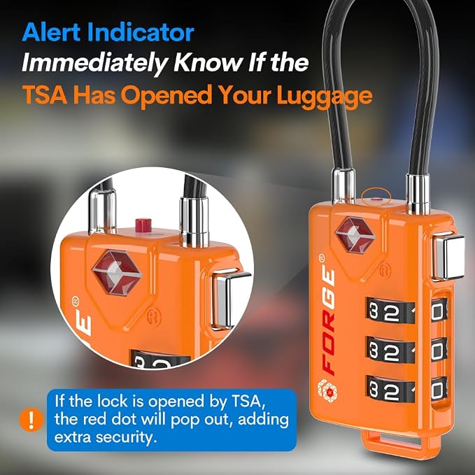 TSA Approved Cable Luggage Locks, Re-settable Combination - Image 4