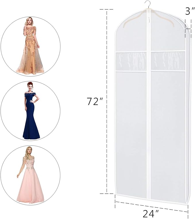 Zilink Dress Bags for Gowns Long 72-inch Garment Bags for Long Dresses Clear - Image 2