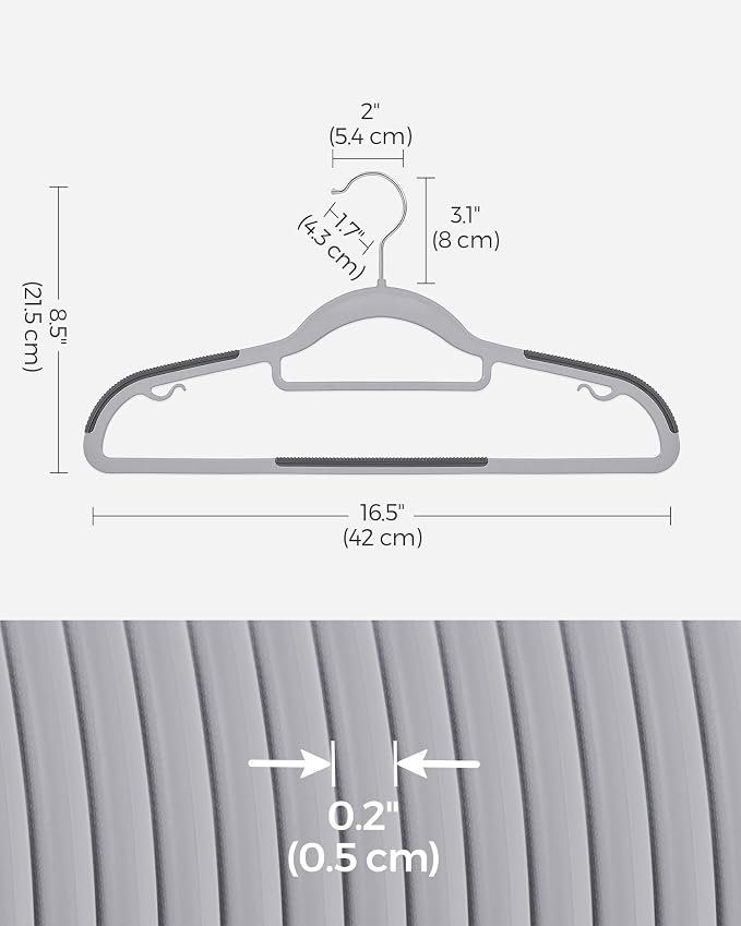 SONGMICS Pack of 60 Coat Hangers, Space-Saving Plastic Clothes Hangers - Image 6