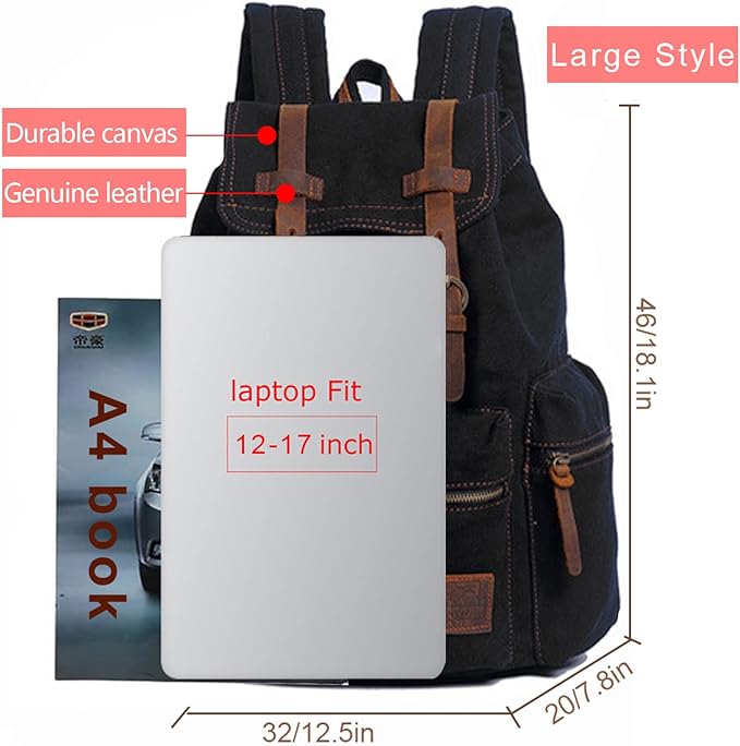 AUGUR High Capacity Canvas Vintage Backpack - Image 2