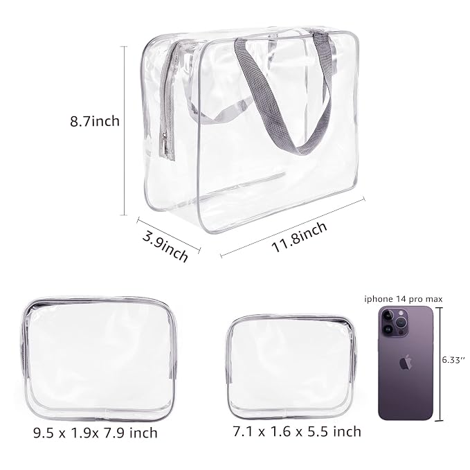 6Pcs Crystal Clear PVC Travel Toiletry Bag Kit - Image 4