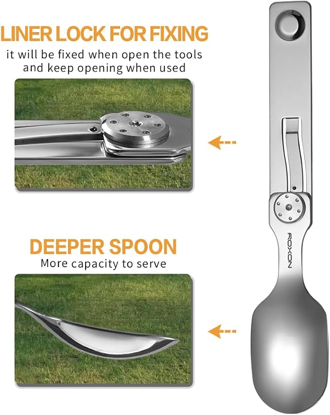Roxon C2 Camping Utensil 2 in 1 Detachable Folding Cutlery - Image 2