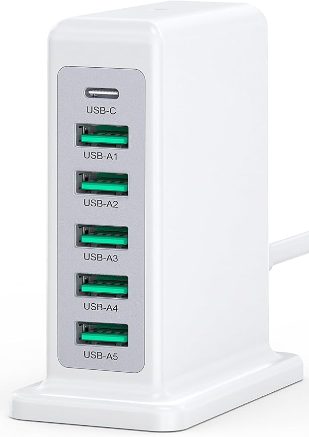 Charging Station for Multiple Devices, 45W 6 Port USB Charger Charging Block by BOVICAS