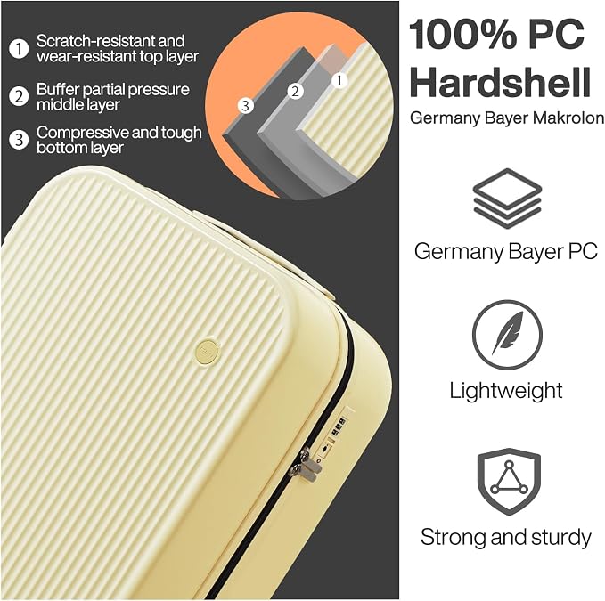 mixi 20 Inch Carry On Luggage PC Hardside Suitcases - Image 5