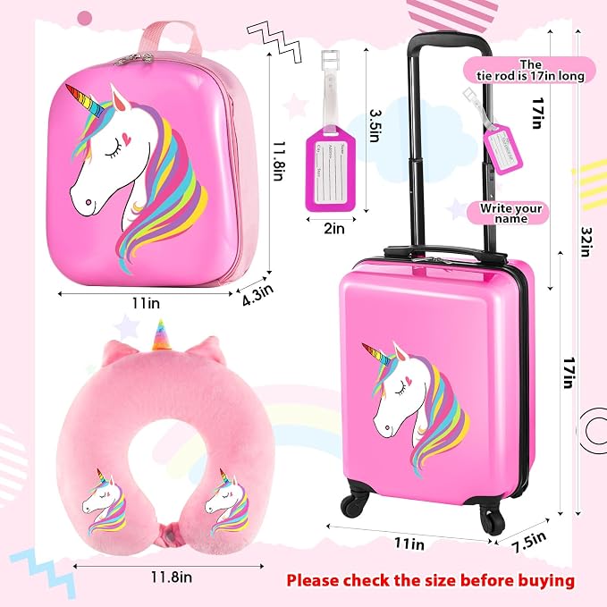 Sanwuta 4 Pcs Kids Luggage Set Kids Backpack Travel Rolling Suitcase - Image 2