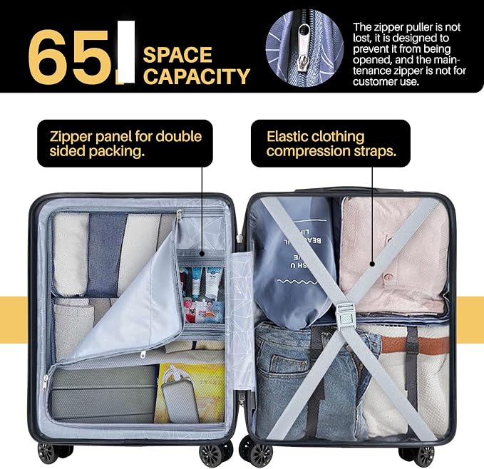 AnyZip Suitcase Hardside PC ABS Lightweight USB Luggage - Image 5